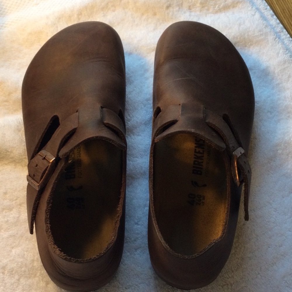 Birkenstock London Oiled Leather Brown Clogs. So 40